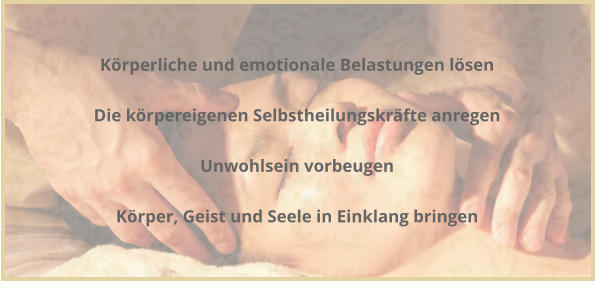K�rperliche und emotionale Belastungen l�sen  Die k�rpereigenen Selbstheilungskr�fte anregen  Unwohlsein vorbeugen  K�rper, Geist und Seele in Einklang bringen